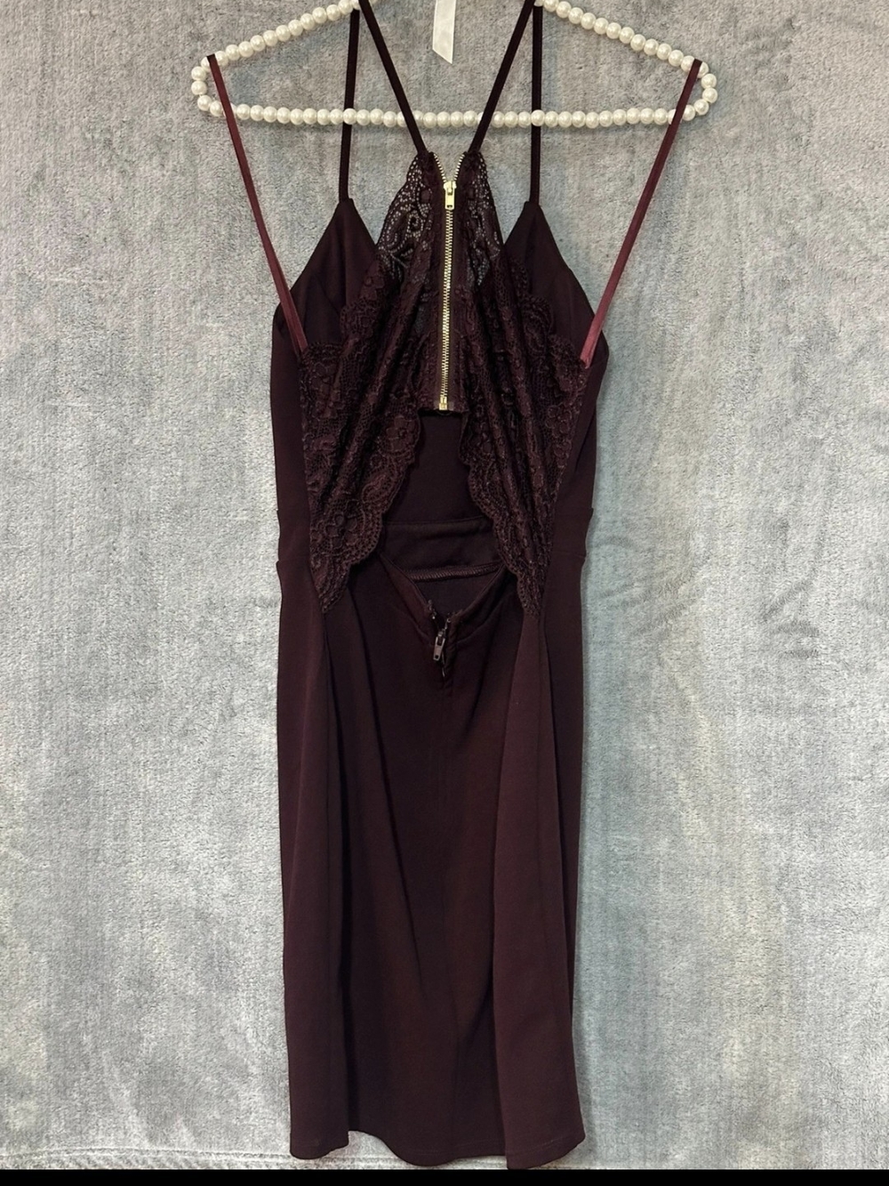 City Triangles Burgundy Lace-Back Cami Mini Dress - Picture 2 of 4